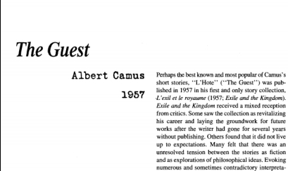 نقد داستان کوتاه The Guest by Albert Camus
