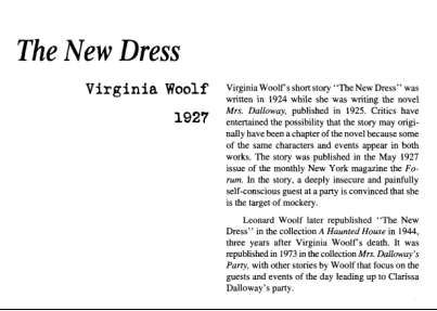 نقد داستان کوتاه The New Dress by Virginia Woolf