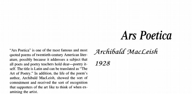 نقد شعر    Ars Poetica by Archibald MacLeish
