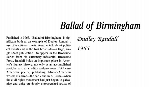 نقد شعر   Ballad of Birmingham by Dudley Randall