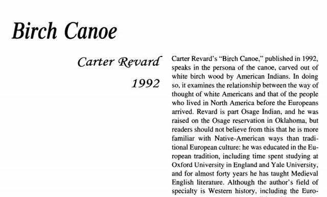 نقد شعر   Birch Canoe by Carter Revard