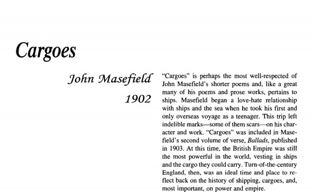 نقد شعر   Cargoes by John Masefield