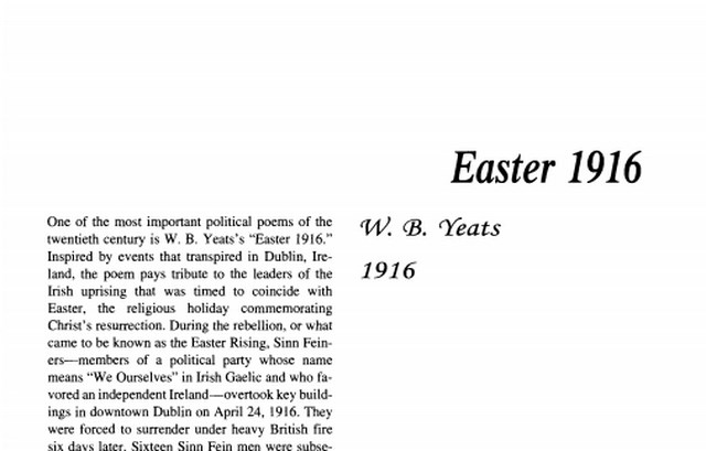 نقد شعر     Easter, 1916 by William Butler Yeats