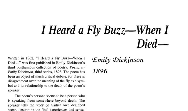 نقد شعر  I heard a Fly buzz – when I died  by Emily Dickinson