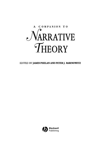 A Companion to Narrative Theory by James Phelan and Peter J. Rabinowitz
