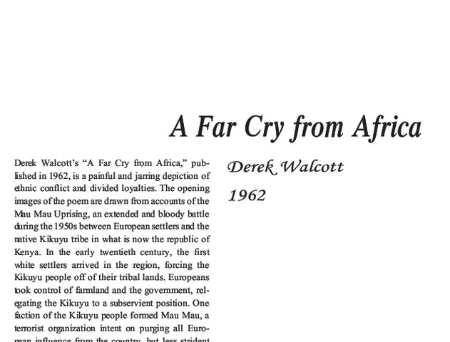 نقد شعر  A Far Cry from Africa by Derek Walcott