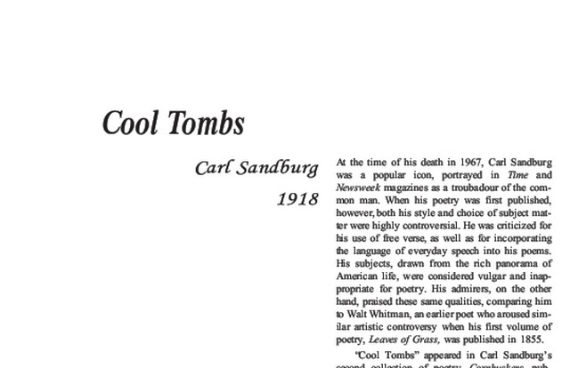 نقد شعر   Cool Tombs by Carl Sandburg