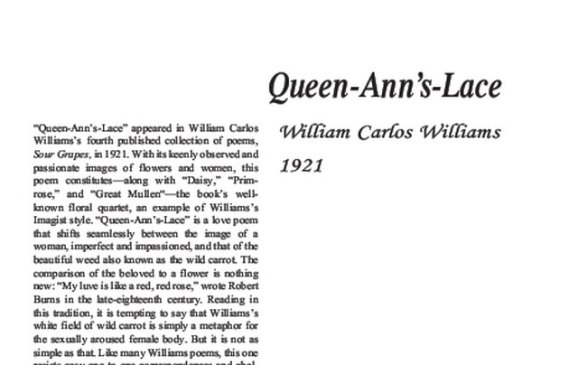 نقد شعر    Queen-Annes Lace by William Carlos Williams