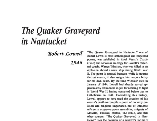 نقد شعر    The Quaker Graveyard in Nantucket by Robert Lowell