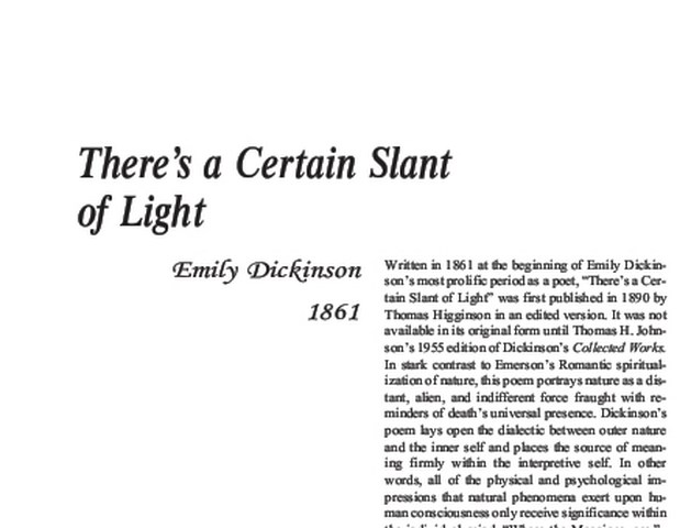 نقد شعر    Theres a certain Slant of light by Emily Dickinson