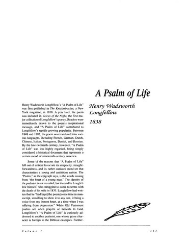 نقد شعر    A Psalm of Life by Henry Wadsworth Longfellow