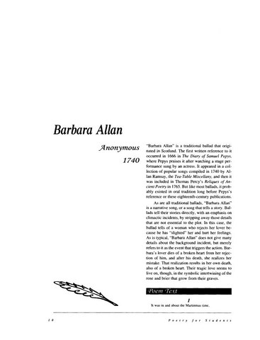 نقد شعر   Barbara Allen by Anonymous