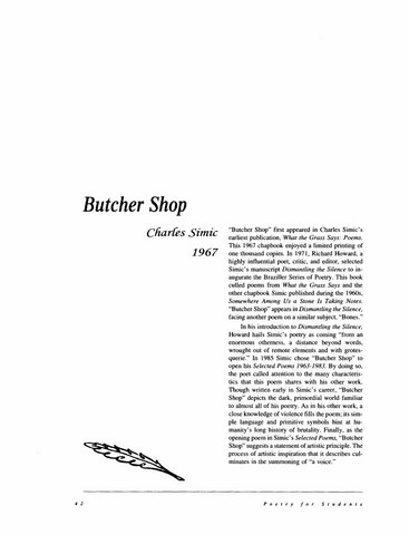 نقد شعر   Butcher Shop by Charles Simic
