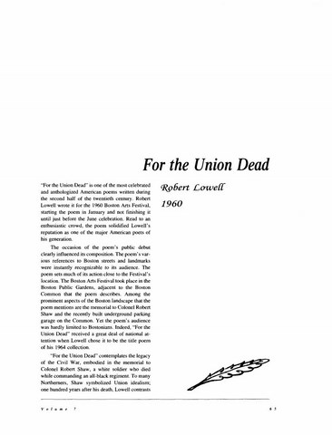 نقد شعر For the Union Dead by Robert Lowell