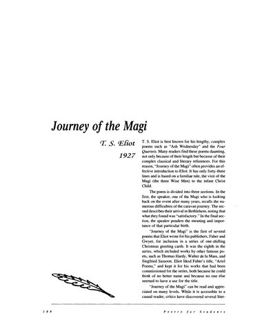 نقد شعر   Journey of the Magi by T. S. Eliot