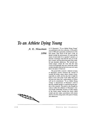 نقد شعر   To an Athlete Dying Young by A. E. Housman