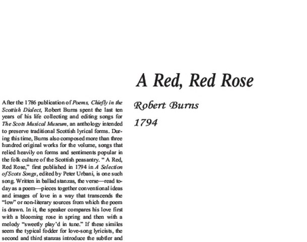 نقد شعر  A Red, Red Rose by Robert Burns