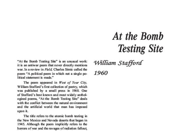 نقد شعر   At the Bomb Testing Site by William Stafford