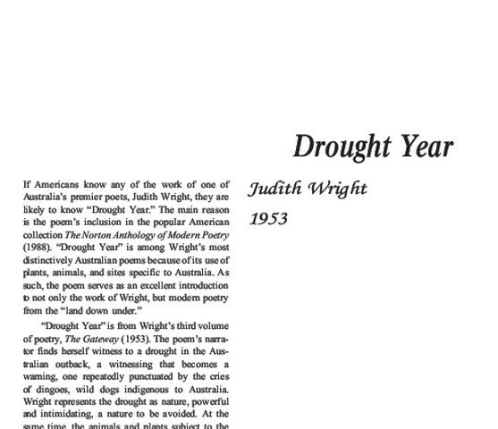 نقد شعر   Drought Year by Judith Wright