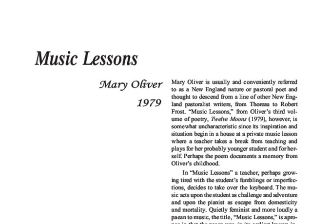 نقد شعر  Music Lesson by Mary Oliver