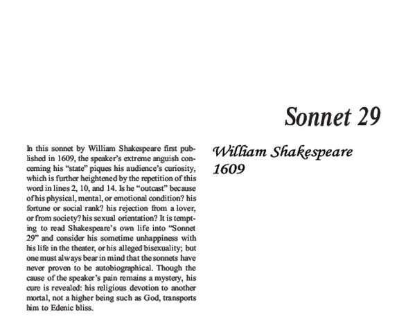 نقد شعر   sonnet 29 by William Shakespeare