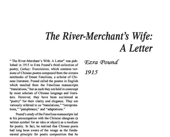 نقد شعر  The River-Merchants Wife A Letter by Ezra Pound