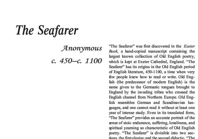 نقد شعر The Seafarer by Anonymous