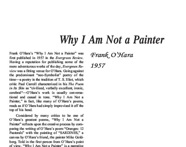 نقد شعر   Why I Am Not a Painter by Frank OHara
