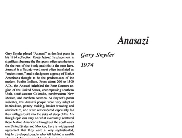 نقد شعر   Anasazi by Gary Snyder