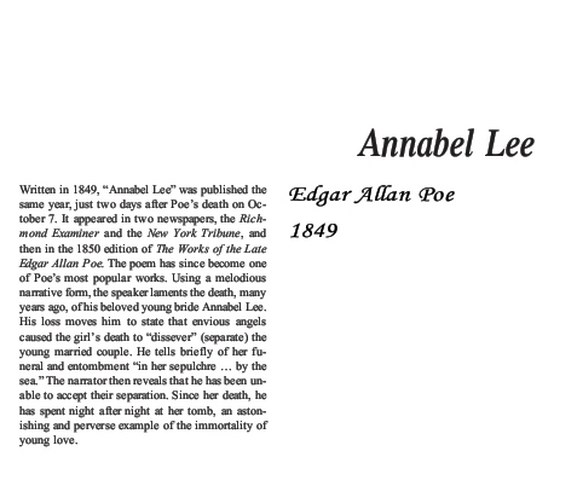 نقد شعر  Annabel Lee by Edgar Allan Poe