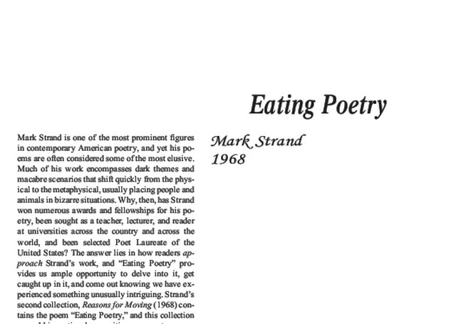 نقد شعر   Eating Poetry by Mark Strand