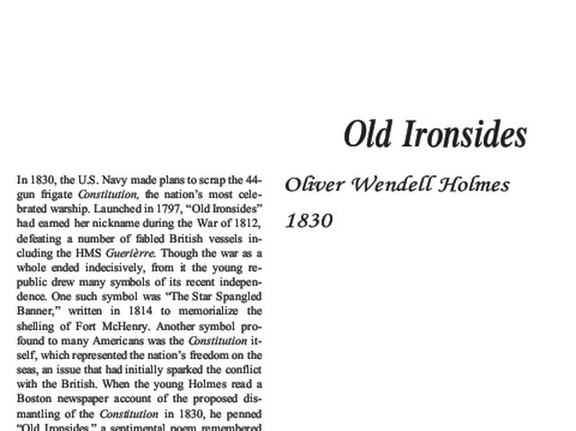نقد شعر Old Ironsides by Oliver Wendell Holmes