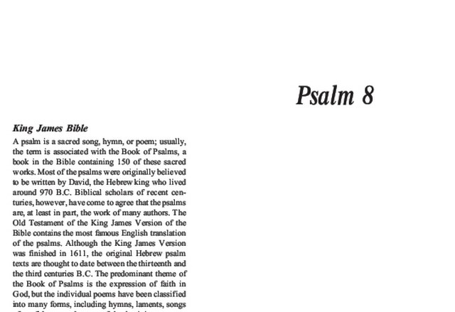 نقد شعر   Psalm 8 from Bible