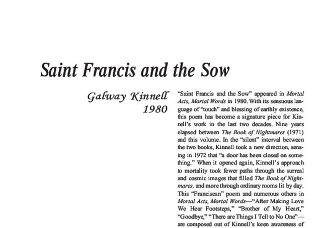 نقد شعر   Saint Francis and the Sow by Galway Kinnell