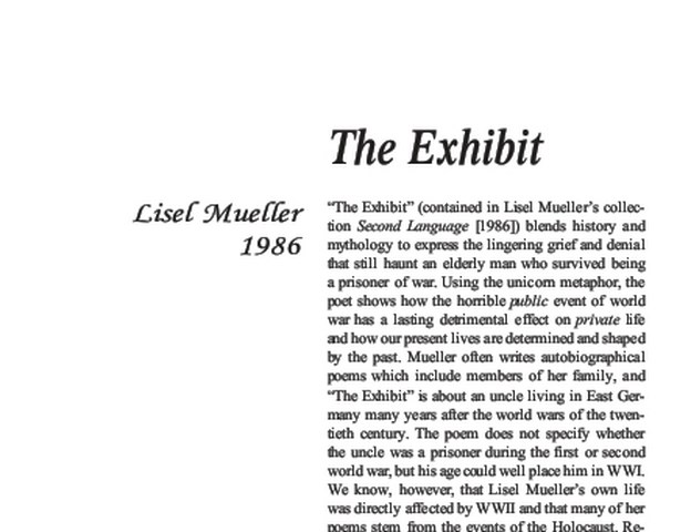نقد شعر   The Exhibit by Lisel Mueller