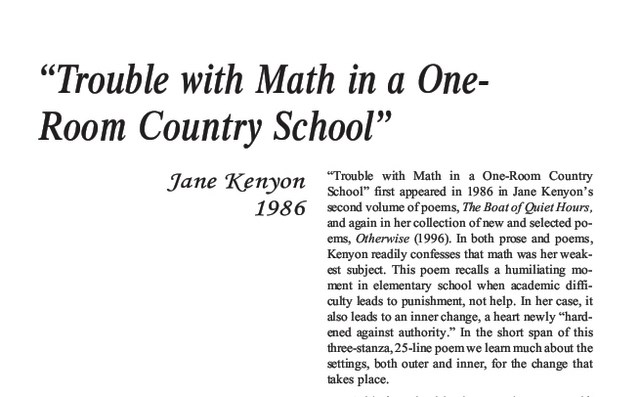 نقد شعر   Trouble with math in a one-room country school by Jane Kenyon