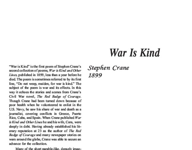 نقد شعر  War Is Kind by Stephen Crane