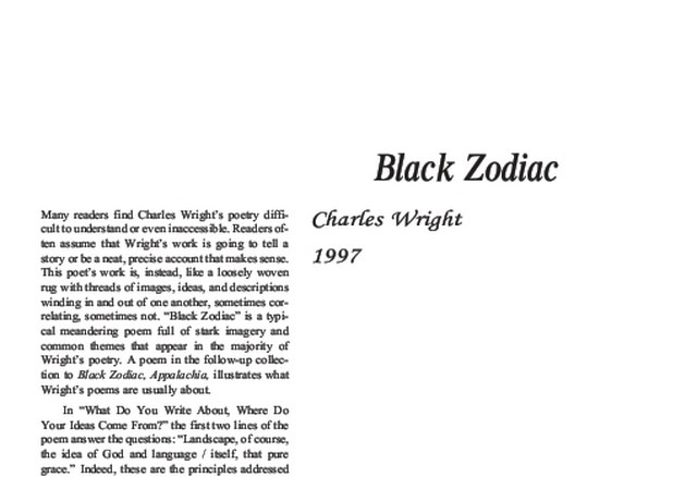 نقد شعر   Black Zodiac by Charles Wright