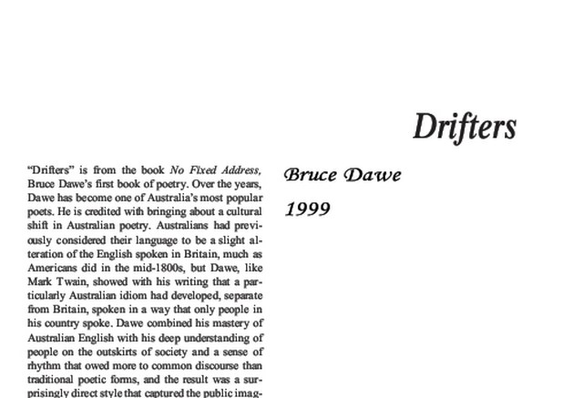 نقد شعر   Drifters by Bruce Dawe