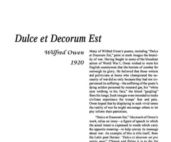 نقد شعر Dulce et Decorum Est by Wilfred Owen
