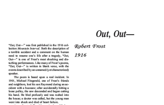 نقد شعر   Out, Out– by Robert Frost