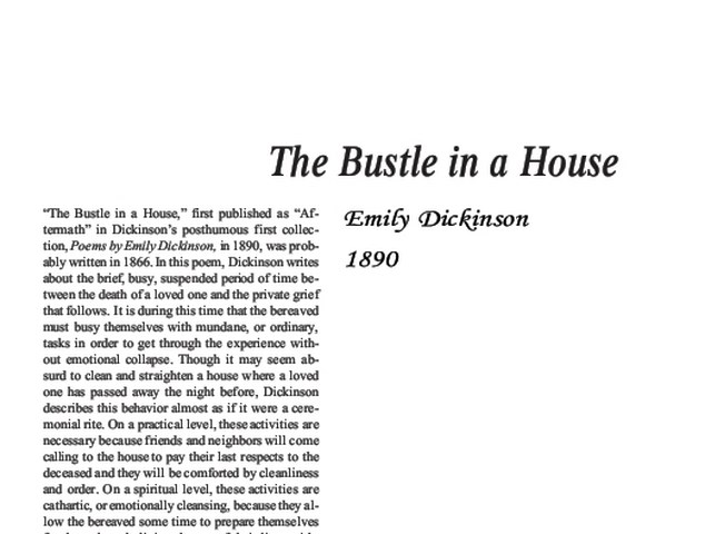 نقد شعر  The Bustle in a House by Emily Dickinson