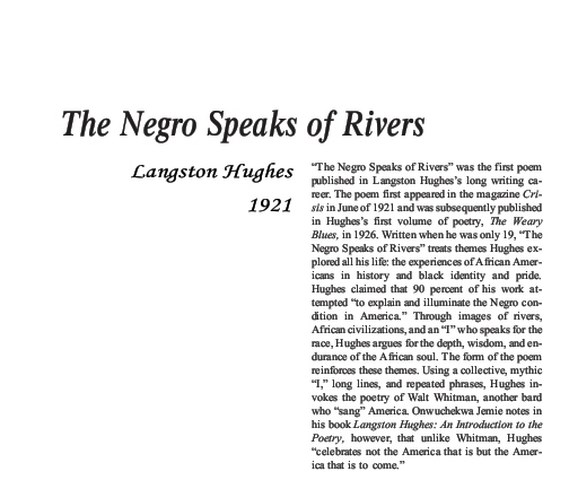 نقد شعر   The Negro Speaks of Rivers by Langston Hughes