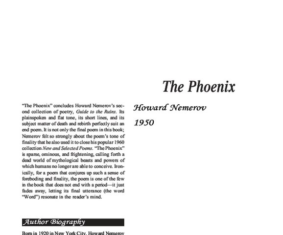 نقد شعر  The Phoenix by Howard Nemerov