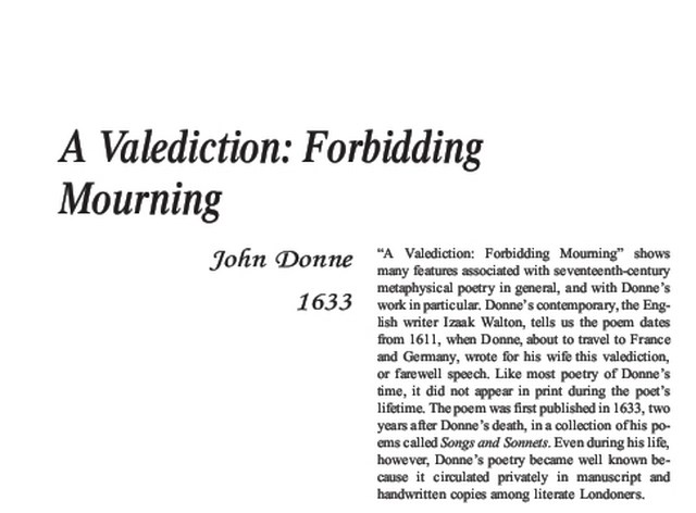 نقد شعر   A Valediction Forbidding Mourning by John Donne