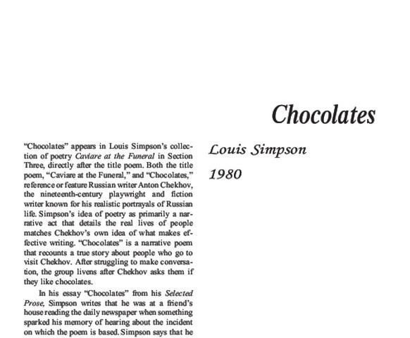 نقد شعر   Chocolates by Louis Simpson