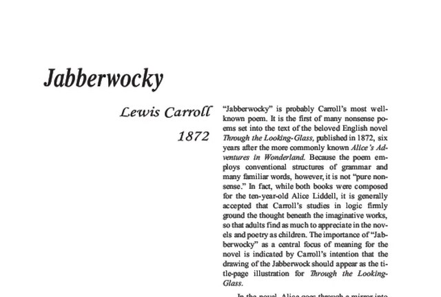 نقد شعر   Jabberwocky by Lewis Carroll