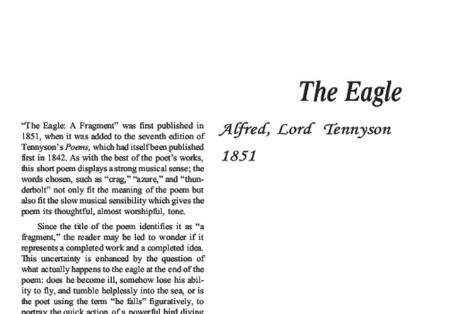نقد شعر   The Eagle by Alfred, Lord Tennyson