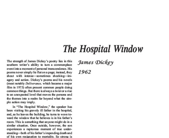نقد شعر The Hospital Window by James Dickey