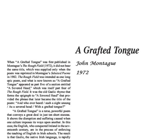 نقد شعر  A Grafted Tongue by John Montague